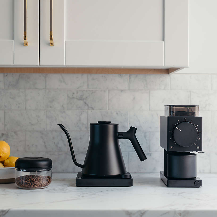 Fellow Stagg Pro Electric Kettle in Hazy Blue with Maple Accents